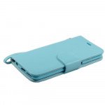 Wholesale iPhone 6 4.7 Folio Flip Leather Wallet Case with Strap (Blue)